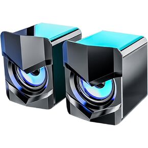 Ymiko V158 Computer Speaker Wired Stereo Sound USB Powered Black with Lighting
