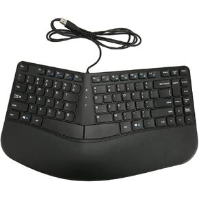 Diydeg Ergonomic Keyboard, 87 Keys Wired Split Keyboard with Wrist Rest for Carpal Tunnel, Comfortable Natural Typing USB Keyboard with Shortcuts for Laptop, Computer, PC Plug and Play