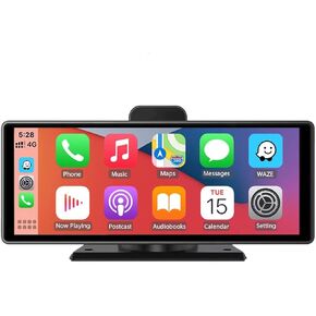 10Inch Touchscreen Dash Cam Wireless Carplay & Android Auto Car Radio Receiver Mirror Link WiFi GPS BT AUX TF Car DVR HD 4K 1080P+64GB SD Card