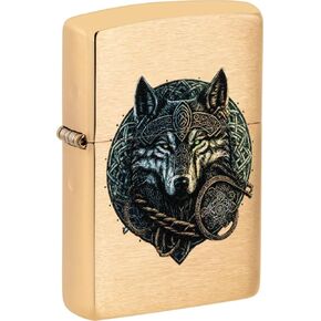 Zippo Lighter: Wolf Warrior - Brushed Brass 46050