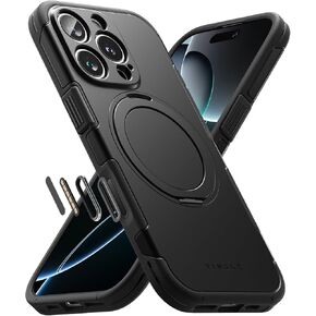 Ringke Alles [Compatible with MagSafe] Designed for iPhone 16 Pro Case, Shockproof Cover with 360° Rotating Kickstand, Powerful Magnet Camera Control Capture Button - Black