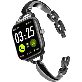LYSANDRA Compatible for Spade & Co Health Smartwatch 4 Bands, stainless steel Shiny Fancy Wristband, Stylish Replacement Slim Strap Compatible for Spade & Co Health Smartwatch 4 / 22mm lug watch