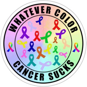 Cancer Sticker Whatever Color Cancer Sucks Fight Cancer Ribbons Colors Vinyl Stickers Decals for Laptop, Water Bottles, Phone, Car, Bumper Decal Pack 3 Pcs Size 3"