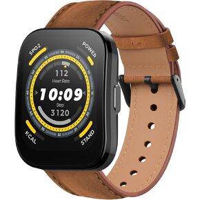 Leather Band for Amazfit Bip 5 Band Women Men, 22mm Adjustable Soft Leather Replacement Band for Amazfit Bip 5 Smart Watch