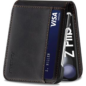 for Samsung Galaxy Z flip 5 Case Flip Leather Cover with Hinge Protection, Luxury Slim Thin Magnetic Wallet Case [1 Card Holder], Shockproof Full-Body Protective for Samsung Z Flip 5 Phone Case