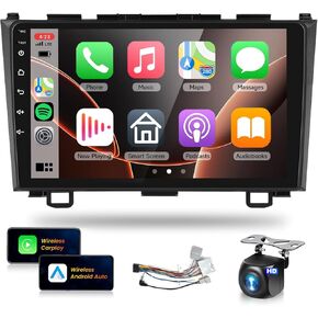 Podofo for Honda CRV 2007 2008 2009 2010 2011 Car Stereo Radio with Wireless CarPlay Android Auto,9 Inch Android Touch Screen Bluetooth Car Radio with GPS WiFi HiFi Audio FM/RDS Backup Camera