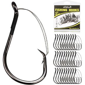 Dovesun 30/20PCS Weedless Hooks Weedless Circle Hooks for Catfish Bass Fishing Weedless Fishing Hooks for Saltwater Freshwater Catfish Hooks Size 2/0 4/0 6/0 8/0