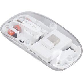 Transparent Mouse Silent, Bluetooth Mouse with BT1 BT2 2.4GHz Mode Connection, Adjustable DPI Rechargeable Silent Computer for Home Office (White)