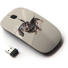 [ Optical 2.4G Wireless Mouse [ Dachshund Badger Dog Black Brown ]