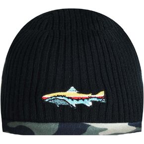 EDTREK Kids Reversible Tech Beanie Hat - Boys Girls Windproof Fleece Winter Hat Country Beanie