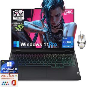Lenovo Legion Pro 7i Gen 9 Gaming Laptop - Intel 24-Core i9-14900HX, NVIDIA GeForce RTX 4080 12GB GPU, 32GB RAM, 2TB SSD, 16.0" IPS QHD+ 500 nits 240Hz, Windows 11 Pro
