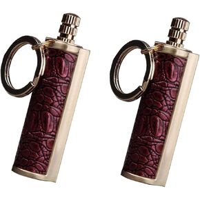 Fire Starter Lighter Waterproof Flint Match Outdoor Camping Permanent Metal Matchstick with Keychain(Sold Without Fluid) (Red+Red)