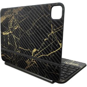 Carbon Fiber Skin Compatible with Apple Magic Keyboard for iPad Pro 11‑inch (M4) 2024 - Black Gold Marble - Premium 3M Vinyl Protective Decal Cover - Easy to Apply | Crafted in The USA by MightySkins