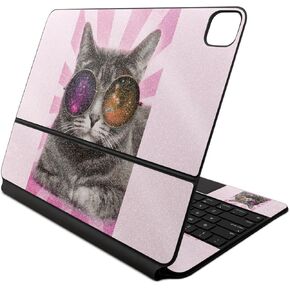 Glossy Glitter Skin Compatible with Apple Magic Keyboard for iPad Air 13-inch (M2) 2024 - Galaxy Cat - Premium 3M Vinyl Protective Wrap Decal Cover - Easy to Apply | Crafted in The USA by MightySkins