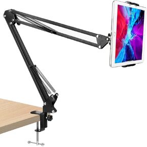 HOLD UP Foldable Tablet Stand for Bed, Tablet Stand Adjustable,360 Degree Rotating Bed Tablet Mount Holder Stand with Aluminum Arm for 4.7-12.9 inch Devices