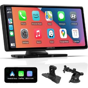 APHQUA-[2025] Protable Apple Carplay & Android Auto,Car Play Box for Car,10.26'' Portable Carplay Screen with AUX/FM/Bluetooth,Voice Control,Mirror Link Suitable for All Car Models