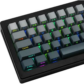 136 Keys Gradient Grey Shine Through Keycaps, Custom Double Shot PBT Keycaps, Side Print Cherry Profile Keycap Set for 61/64/68/84/87/96/98/100/104/108 ANSI/ISO Layout Mechanical Keyboard