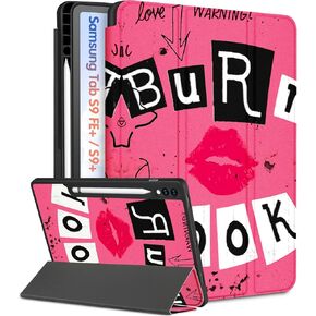 for Samsung Galaxy Tab S9 Plus Case, for Samsung Galaxy Tab S9 FE Plus Case Cute Women Girls, Girly Funny Unique Folio Cover with Pencil Holder, Lips for Galaxy Tab S9+/ S9 FE+ Case 12.4 "