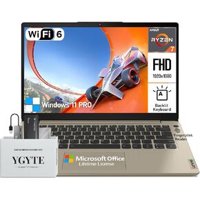 Lenovo Ideapad 3 14 Inch FHD Business Laptop, AMD Ryzen 7 5700U, Lifetime Microsoft Office, 36GB RAM, 1TB SSD, Windows 11 Pro, HDMI, Sand
