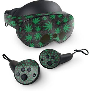MightySkins Glossy Glitter Skin Compatible with Meta Quest Pro - Marijuana | Protective, Durable High-Gloss Glitter Finish | Easy to Apply, Remove, and Change Styles | Made in The USA