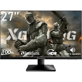 27 Inch Monitor, FHD 1080P 100Hz, 99% sRGB with HDMI VGA Display Ports, Low Blue Light, IPS Framless Screen Build-in Speakers, FreeSync, VESA Mountable