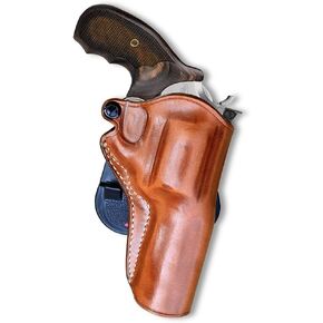 Leather OWB Paddle Holster Open Top Fits, Kimber K6S Revolver 357 Mag Target DA/SA Combat 4'' Barrel, Right Hand Draw, Brown Color #1605#