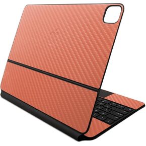 Carbon Fiber Skin Compatible with Apple Magic Keyboard for iPad Air 13-inch (M2) 2024 - Solid Salmon - Premium 3M Vinyl Protective Wrap Decal Cover - Easy to Apply | Crafted in The USA by MightySkins