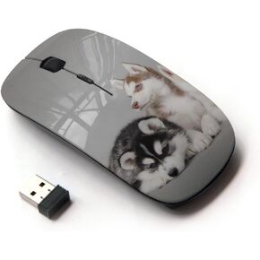 [ Optical 2.4G Wireless Mouse [ Husky Siberian Dogs Gray Pack ]