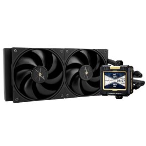 FW240 Black CPU Water Cooler,Double PWM Fans Water Cooling System,IPS LCD Screen with 320 * 240 Resolution,for AMD/AM4/AM5&Intel LGA1700,Computer 240 CPU Liquid Cooler