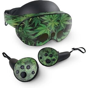 MightySkins Glossy Glitter Skin Compatible with Meta Quest Pro - Weed | Protective, Durable High-Gloss Glitter Finish | Easy to Apply, Remove, and Change Styles | Made in The USA