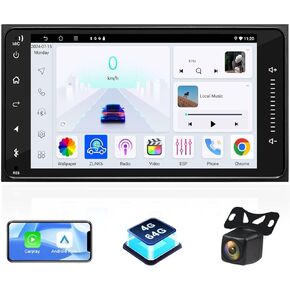 4+64G Car Radio for Toyota RAV4 2001-2005, Tundra 2003-2006, 7 Inch Touchscreen Car Stereo with Carplay Android Auto, Head Unit with Backup Camera Bluetooth GPS Mirror Link DSP FM Radio