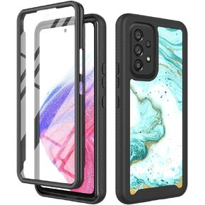 TJS متوافق مع Samsung Galaxy A53 5G Case ، مع [واقي الشاشة المدمج] ، غلاف واقي القطار الكامل TPU الرخام الرخامي الشفافة اللطيفة