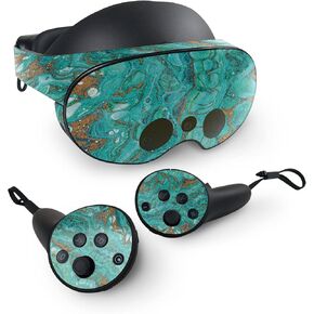 MightySkins Glossy Glitter Skin Compatible with Meta Quest Pro - Turquoise Ripple | Protective, Durable High-Gloss Glitter Finish | Easy to Apply, Remove, and Change Styles | Made in The USA