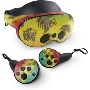 MightySkins Glossy Glitter Skin Compatible with Meta Quest Pro - Rasta Lion | Protective, Durable High-Gloss Glitter Finish | Easy to Apply, Remove, and Change Styles | Made in The USA