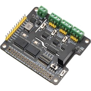 Isolated RS485 CAN HAT for Raspberry Pi Ardui STM32 2-Ch CAN Bus+1-Ch RS485 Adopts MCP2515 + SN65HVD230 Dual Chips Slide Switch 3.3V 5V Level Multiple Protection Circuits
