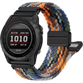 Abanen Soft Loop Elastic BraidedStretchy Watch Band with Magnetic Buckle Wrist Strap for Garmin Fenix 8 51mm / epix Pro 51mm/ Fenix 7X / Fenix 6X / Fenix 5X / Instinct 2X