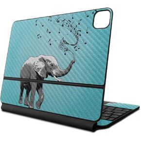 Carbon Fiber Skin Compatible with Apple Magic Keyboard for iPad Air 11-inch (M2) 2024 - Musical Elephant - Premium 3M Vinyl Protective Decal Cover - Easy to Apply | Crafted in The USA by MightySkins