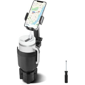 2-in-1 Cup Holder Phone Holder for Car Cup Holder Phone Mount for Car 360° Rotation Car Bottle Friendly Cup Cell Phone Holder Mount Compatible with Most Phone(Color:Black)
