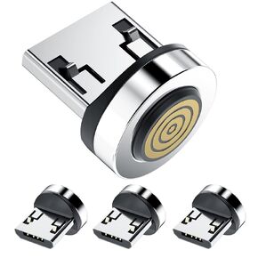 Ankndo Magnetic Phone Cable Adapter [4-Pack] Magnetic Connector Tip Heads Compatible with 7Pin Magnetic Charging Cable 360°Rotating Strong Magnetic Plug for Micro USB Android Device