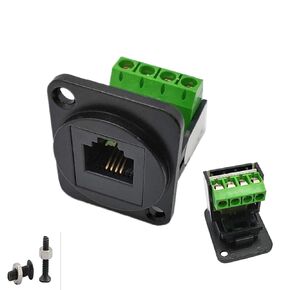 RJ11 6P4C D-Type Panel Mount Ethernet Extender CAT3 Terminal Solderless Adapter D-Type Keystone Telephone Jack Connector with Screw Black