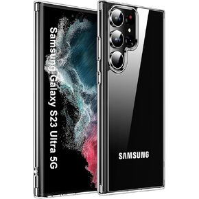 Hualele Galaxy S23 Ultra Case, Non-Yellowing Shockproof Bumper Protective Phone Cover for Samsung Galaxy S23 Ultra, Slim Hybrid Designed Anti-Scratch Hard PC Back (Clear)