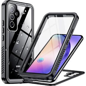 Temdan for Samsung Galaxy A54 5G Case,Waterproof Built-in Lens & Screen Protector[Full Body Shockproof][Military Drop Proof][Dustproof][IP68 Underwater] Protective Cover for A54 5G 6.4"-Black/Clear