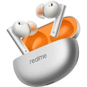 realme Buds Air 6 TWS in Ear Earbud, 12.4 Mm Deep Bass Driver, True Wireless Buds, 40 Hours Play Time, Fast Charge, 50 dB ANC, LHDC 5.0, Water Resistant, 6 Mics ENC, Bluetooth 5.3, Flame Silver