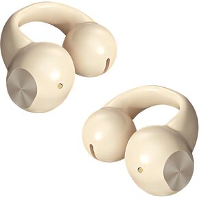 Open Ear Clip Wireless Earbuds, Open Ear Headphones, Lightweight Comfort, Stable Fit, Bluetooth 5.3 Headphones with Mic, Waterproof Bone Conduction Earbuds for Fitness Sports Running, Workout Khaki