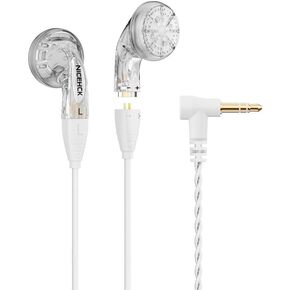 YDX 3.5mm Earbuds Wired, 15.4mm Dynamic Flat-Head Earbud, Soundproof Without Microphone HiFi Music Wired Earbuds for iPhone, Samsung, Google, LG (Clear no mic)