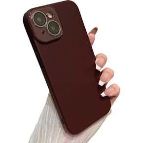 Caseative for iPhone 13 Case,Solid Color Full Camera Lens Protection Compatible with iPhone Case (Wine Red,iPhone 13)