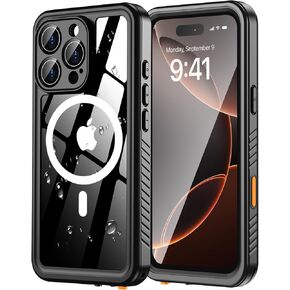 Oneagle Magnetic for iPhone 16 Pro Case Waterproof [IP68 Underwater][Built-in Screen & Lens Protector][Fit for MagSafe] 360°Full Body Shockproof Heavy Duty Protective iPhone 16 Pro Phone Case Black
