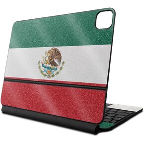 Glossy Glitter Skin Compatible with Apple Magic Keyboard for iPad Air 11-inch (M2) 2024 - Mexican Flag - Premium 3M Vinyl Protective Decal Cover - Easy to Apply | Crafted in The USA by MightySkins