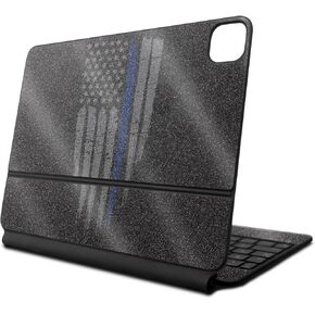 Glossy Glitter Skin Compatible with Apple Magic Keyboard for iPad Air 11-inch (M2) 2024 - Thin Blue Line - Premium 3M Vinyl Protective Decal Cover - Easy to Apply | Crafted in The USA by MightySkins