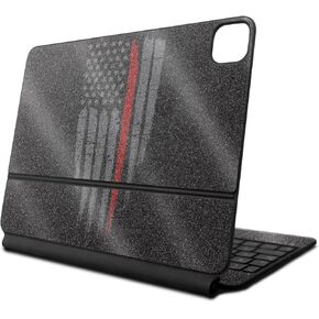 Glossy Glitter Skin Compatible with Apple Magic Keyboard for iPad Air 11-inch (M2) 2024 - Thin Red Line - Premium 3M Vinyl Protective Decal Cover - Easy to Apply | Crafted in The USA by MightySkins